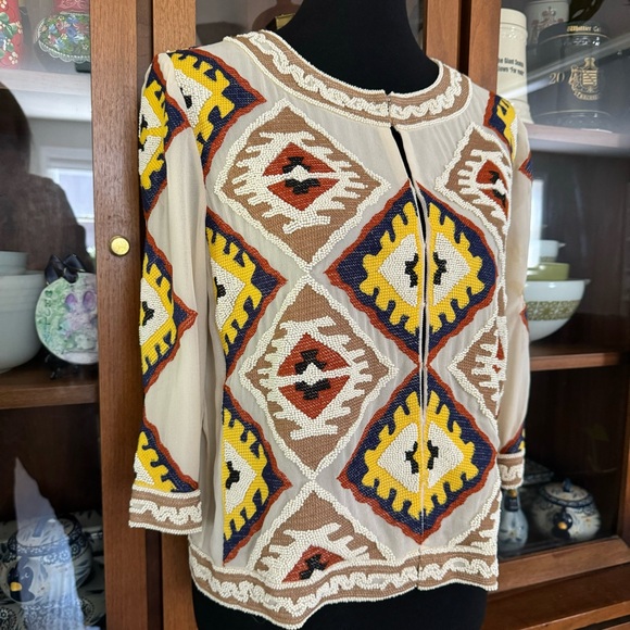 Diane von Furstenberg Beaded Cropped Silk Dinner Jacket - Picture 11 of 12